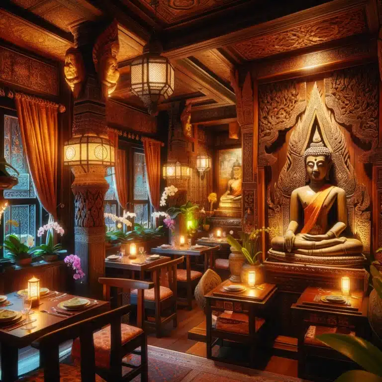 mysig thai restaurang med buddha,ät din thai mat i lugn och ro